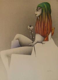 Frau mit Magerite by Paul Wunderlich